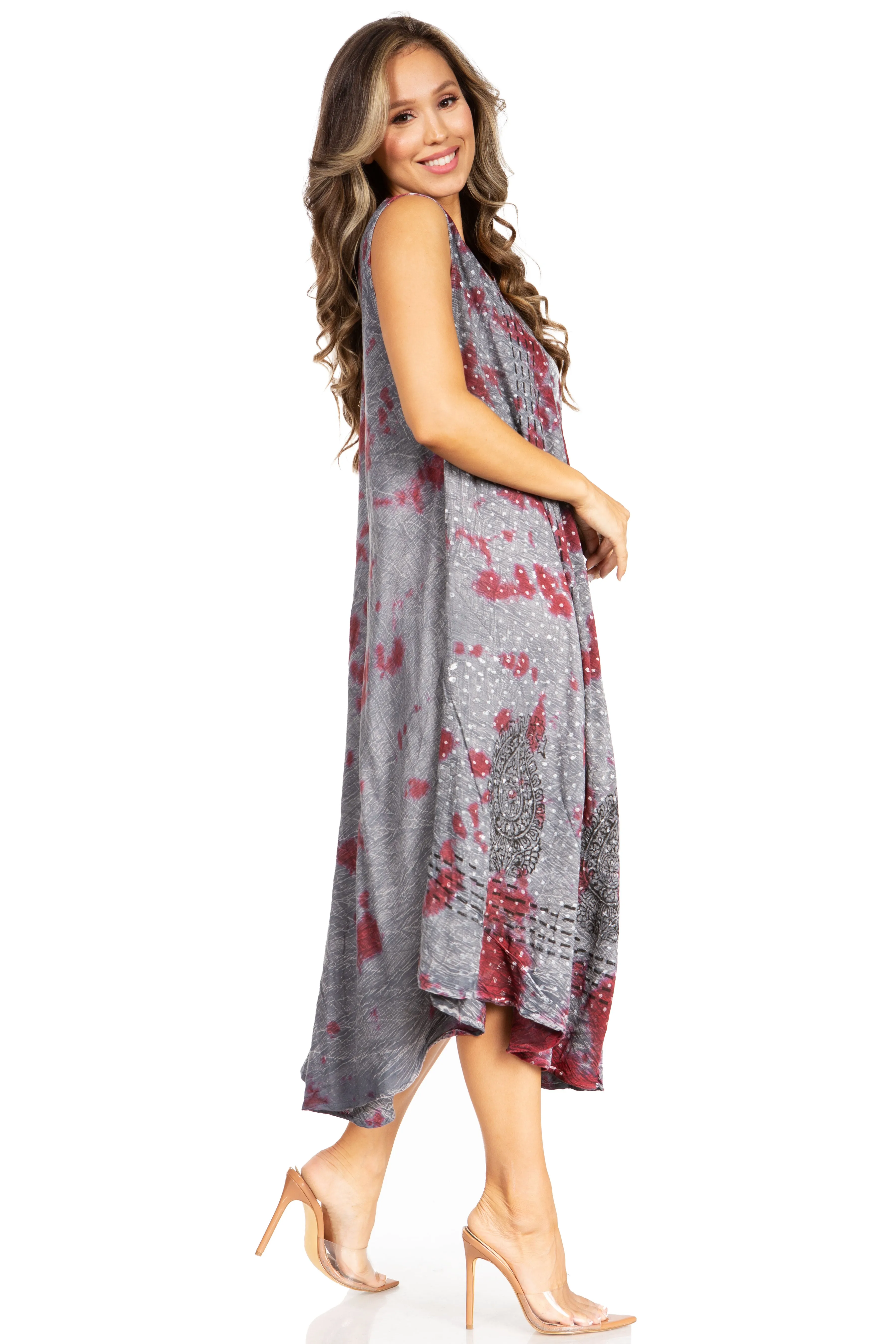 Sakkas Starlight Fourth Women's Tie Dye Caftan Tank Dress/Cover Up  Beach Kaftan