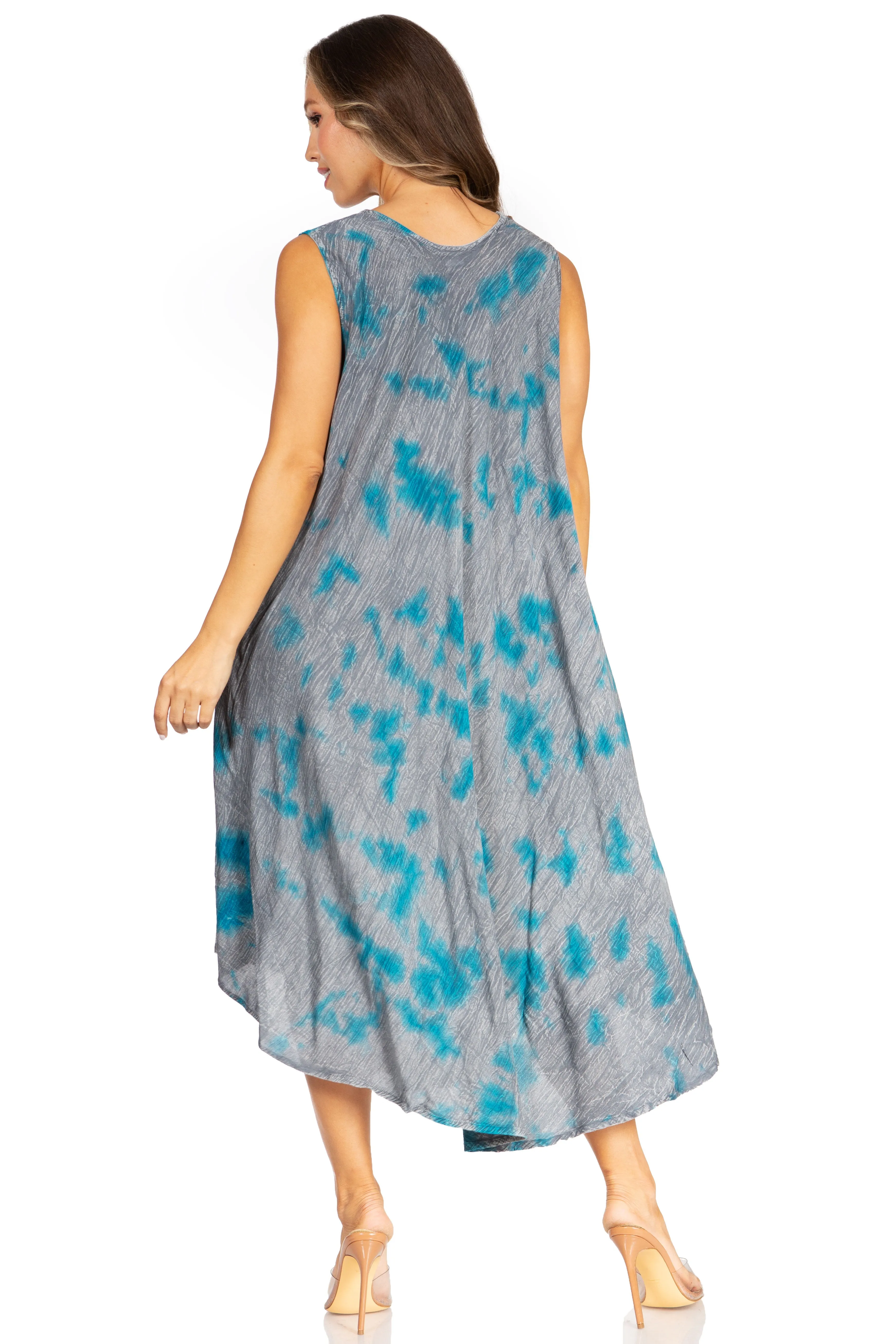 Sakkas Starlight Fourth Women's Tie Dye Caftan Tank Dress/Cover Up  Beach Kaftan