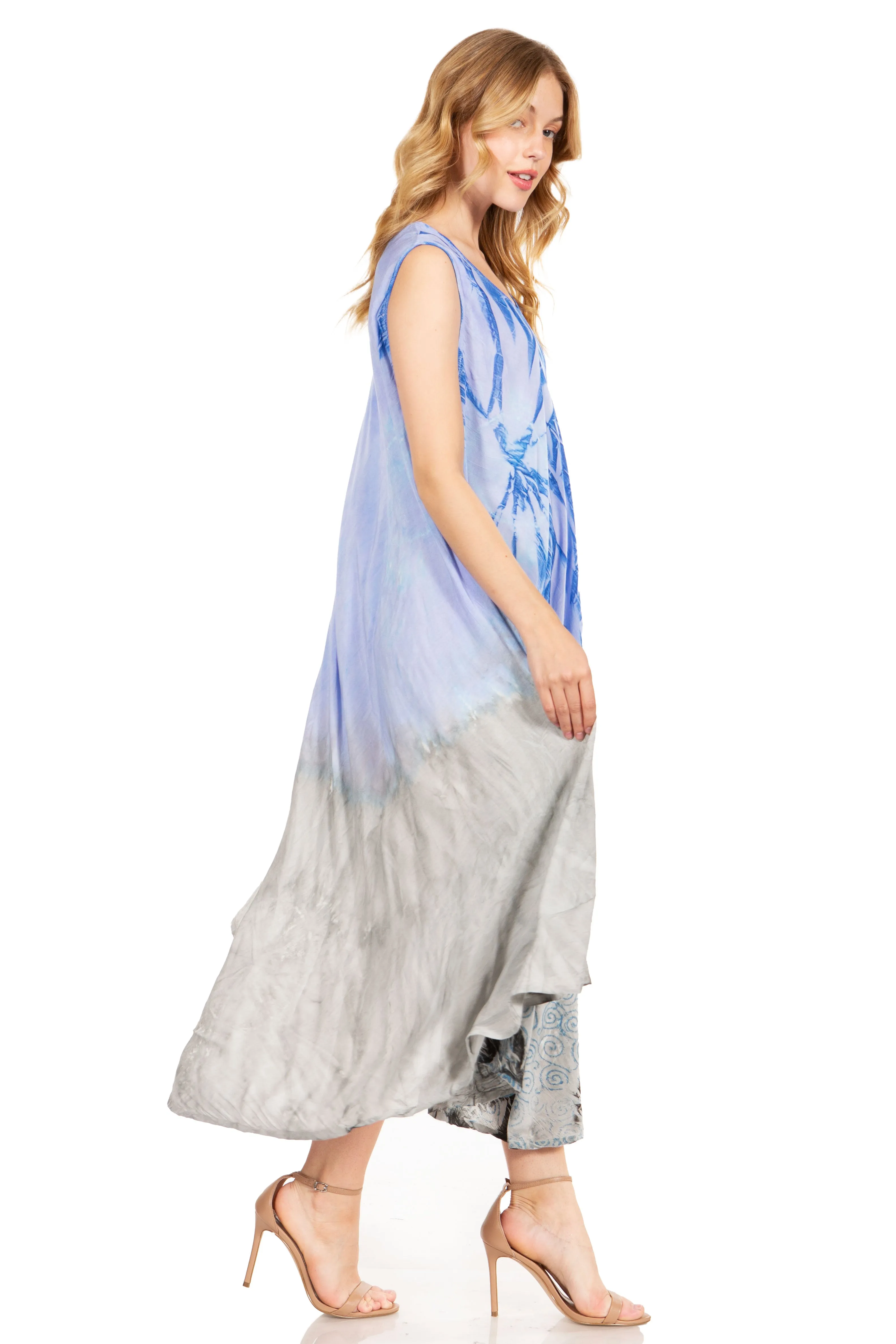 Sakkas Starlight Fourth Women's Tie Dye Caftan Tank Dress/Cover Up  Beach Kaftan