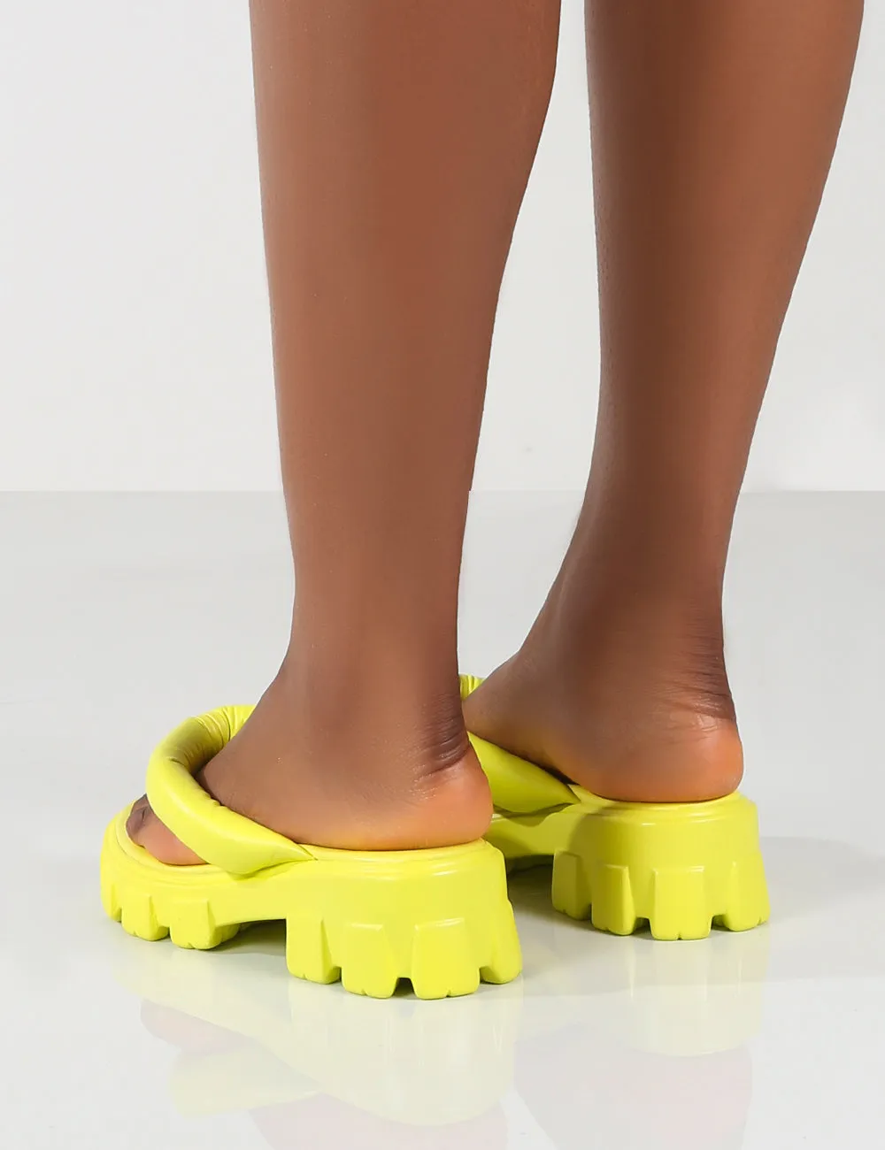 State Yellow Chunky Sole Thong Strap Sandals