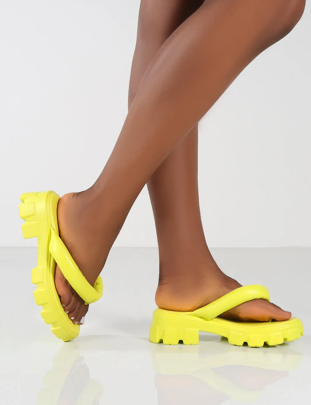 State Yellow Chunky Sole Thong Strap Sandals