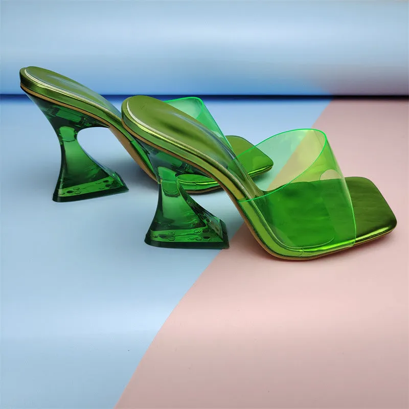 Transparent Heel Colorful  PVC High Heel Mules