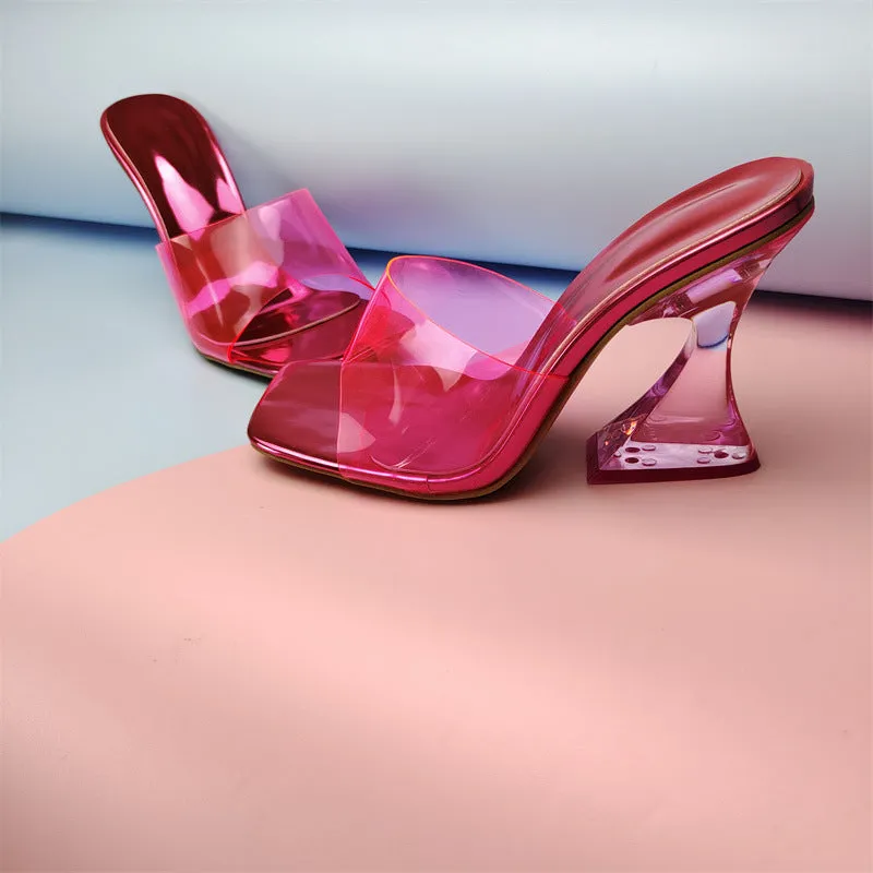 Transparent Heel Colorful  PVC High Heel Mules