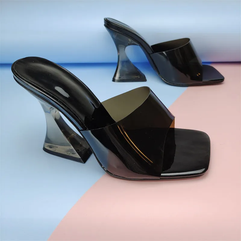 Transparent Heel Colorful  PVC High Heel Mules