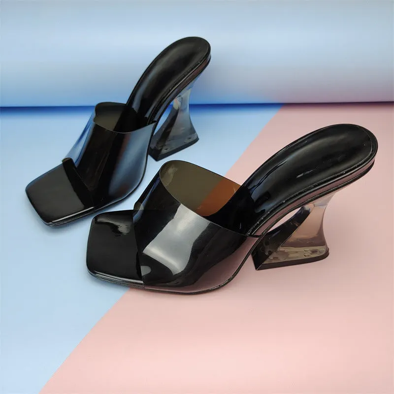 Transparent Heel Colorful  PVC High Heel Mules