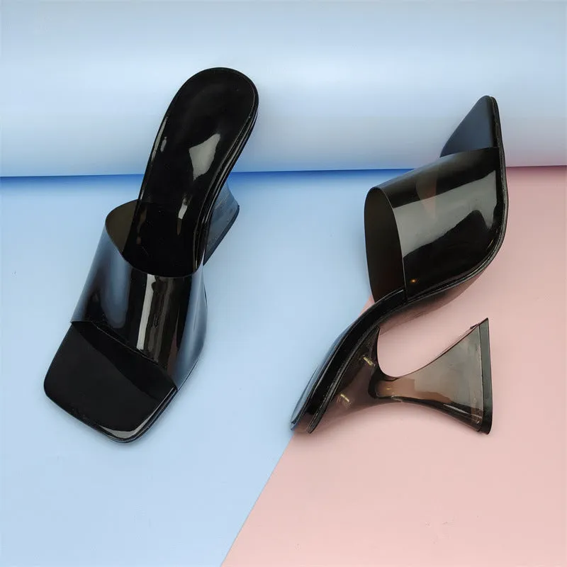 Transparent Heel Colorful  PVC High Heel Mules