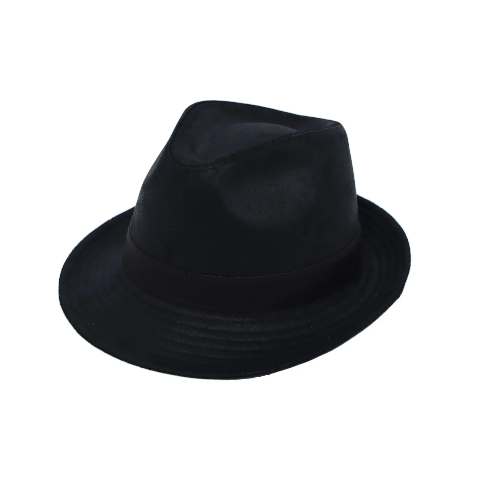 Vintage Fedora Hat Faux Leather Short Brim with Band GN61331