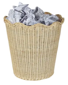 Wavy Wicker Waste Basket