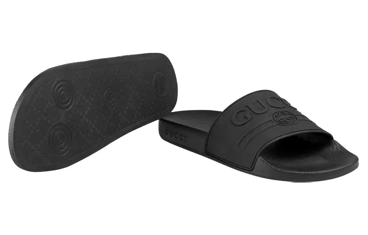 (WMNS) Gucci Logo Rubber Slide 'Black' 525140-JCZ00-1031