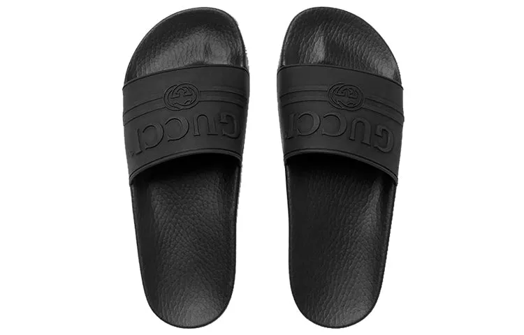 (WMNS) Gucci Logo Rubber Slide 'Black' 525140-JCZ00-1031