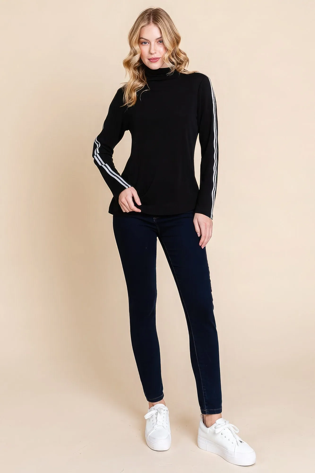 Women's Long sleeve solid mock neck casual top